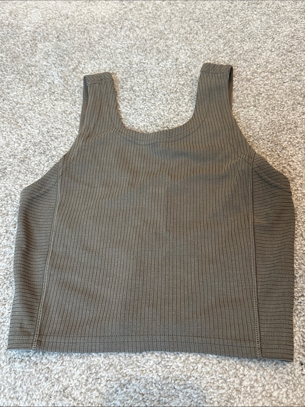 lululemon athletica Ribbed Square-Neck Cropped Tank - Olive Green